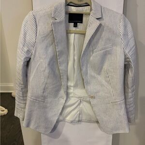 Banana Republic Women's Striped Blazer - White and blue